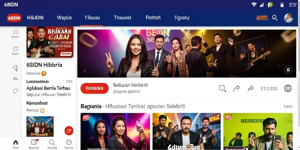 Antarmuka pengguna 68IDN untuk berita hiburan selebriti yang menarik.