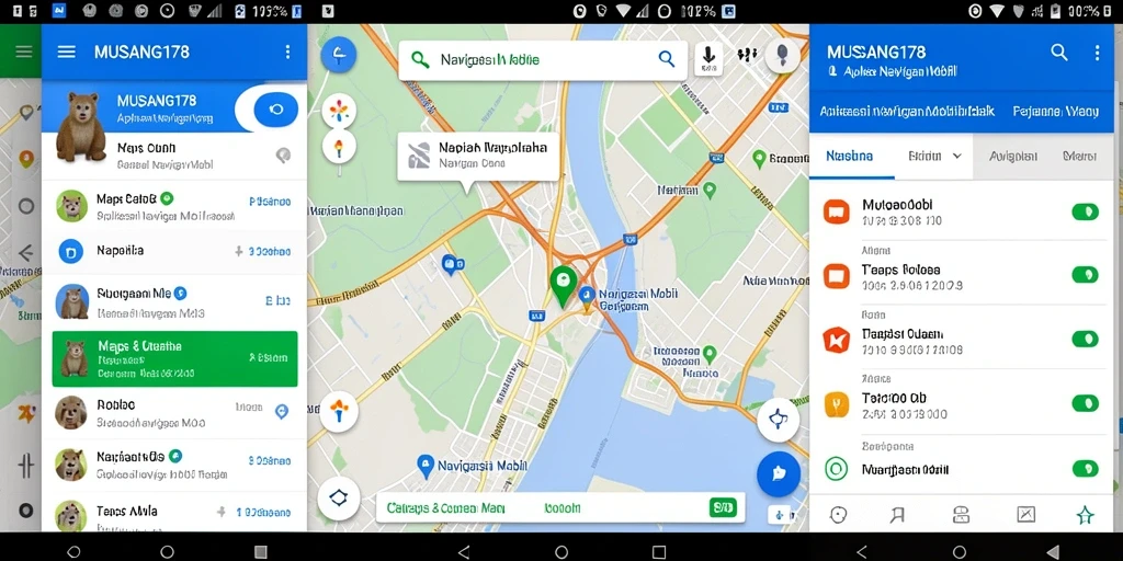 Tampilan antarmuka MUSANG178 untuk navigasi mobil yang menarik.