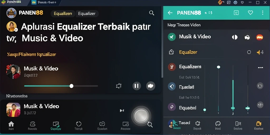Antarmuka aplikasi PANEN88 menampilkan kontrol equalizer yang lengkap.