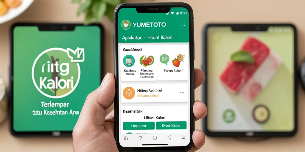 Tampilan antarmuka YUMETOTO yang intuitif dan informatif untuk Hitung Kalori.