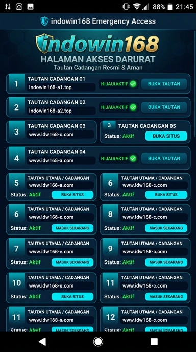 Tampilan link alternatif indowin168
