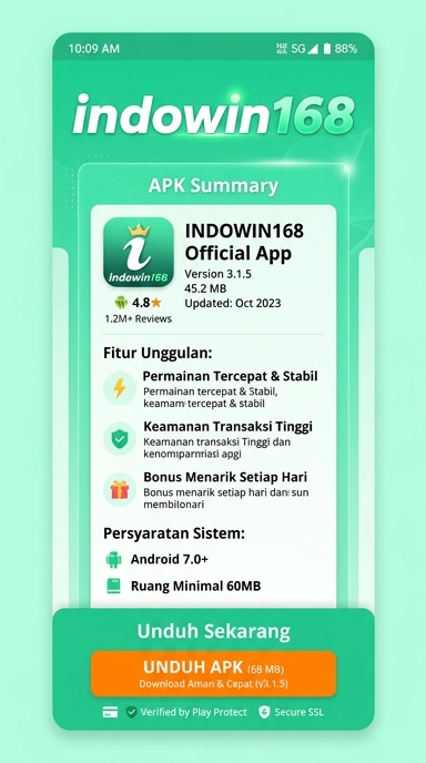 Tampilan halaman APK indowin168