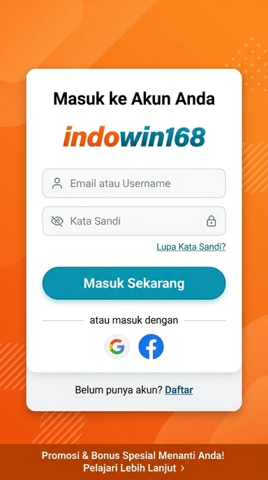 Tampilan halaman login indowin168