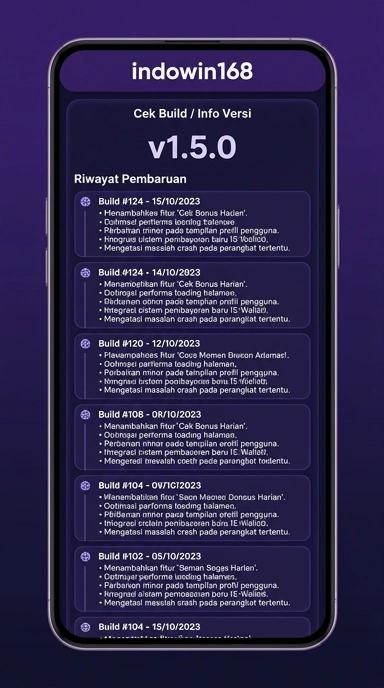 Tampilan riwayat versi indowin168